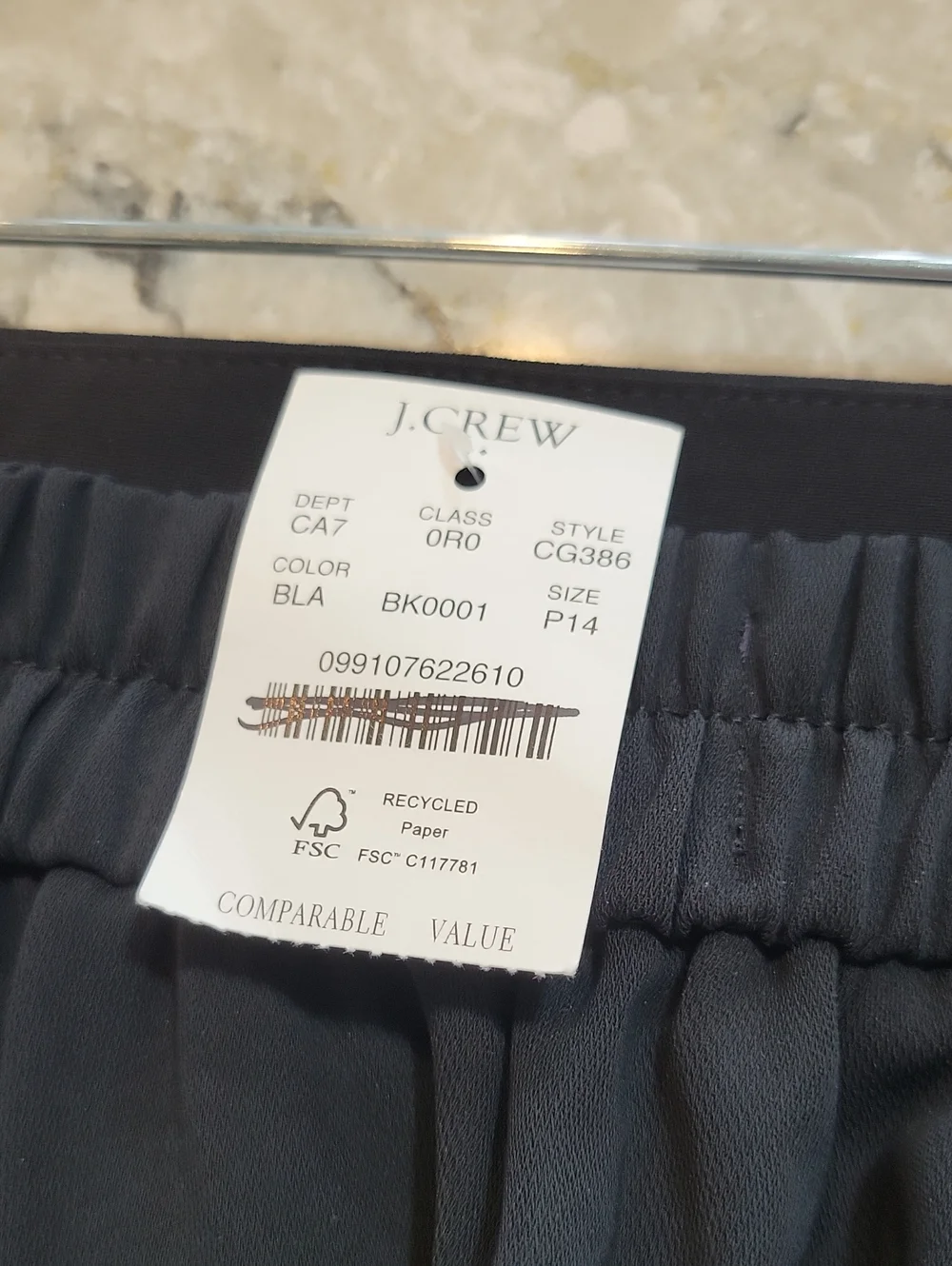 J. Crew Jamie Wide Leg Pull-On Pant In Black 14P NWT